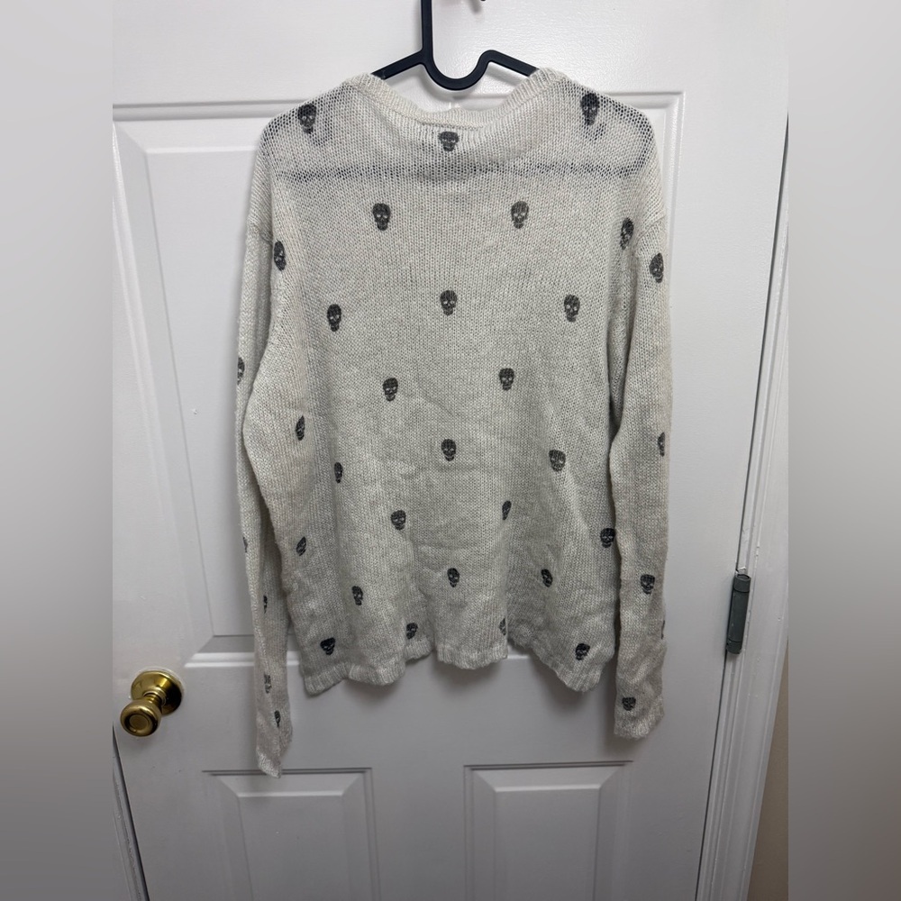 Wooden Ships Gray Skull Sweater Size Medium Wool/Mohair Grunge Bikercore - Picture 6 of 8